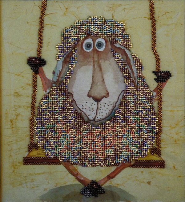Bead embroidery - Polly the sheep