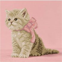 Diamond painting - kitten with a pink bow