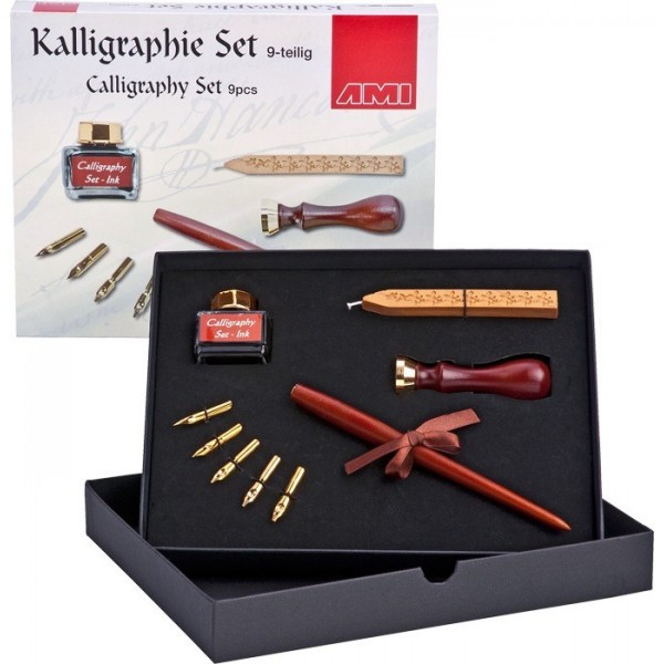 kalligrafie-set-9-dlg-met-penhouder_13996_1608129417 AMI - Kalligrafi sett 9deler - Bilde 1